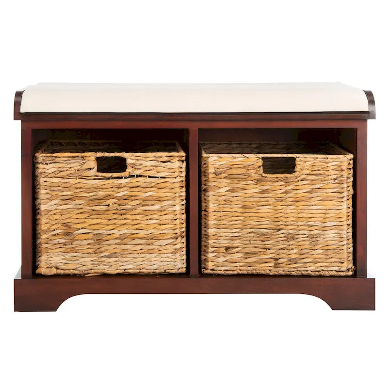 Banc coffre de rangement tissé marron - 33.5 x 16.1 x 19.9 - 34Lx16Px20H