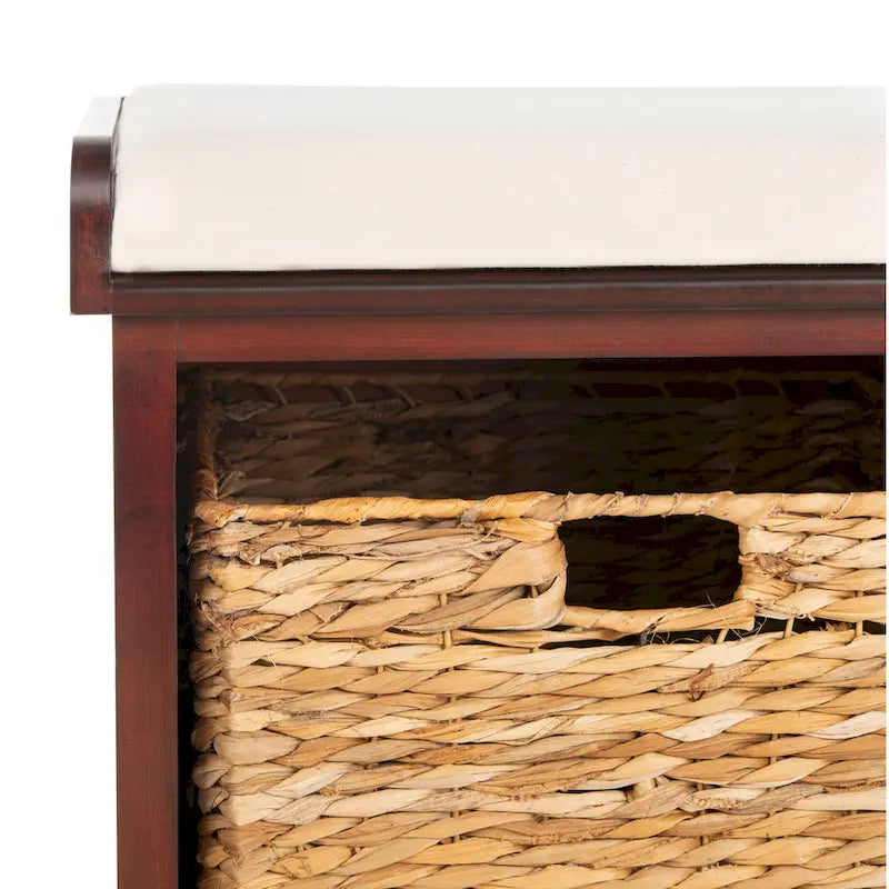 Banc coffre de rangement tissé marron - 33.5 x 16.1 x 19.9 - 34Lx16Px20H