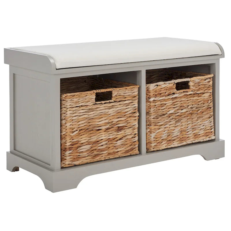 Banc coffre de rangement tissé marron - 33.5 x 16.1 x 19.9 - 34Lx16Px20H