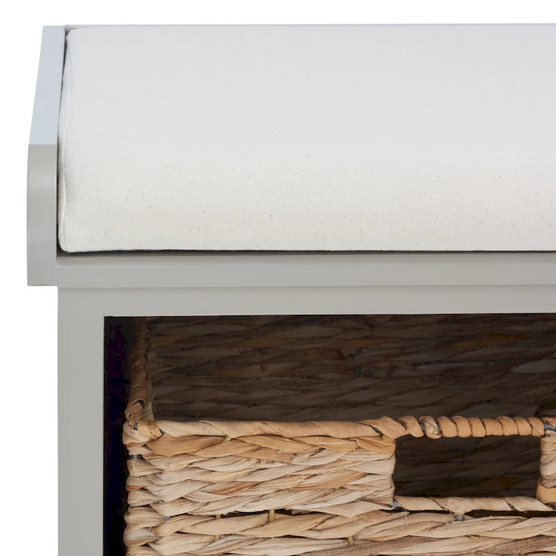 Banc coffre de rangement tissé marron - 33.5 x 16.1 x 19.9 - 34Lx16Px20H
