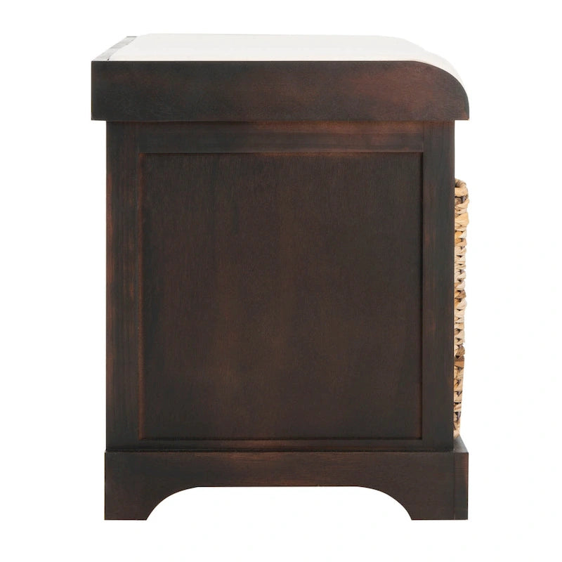 Banc coffre de rangement tissé marron - 33.5 x 16.1 x 19.9 - 34Lx16Px20H