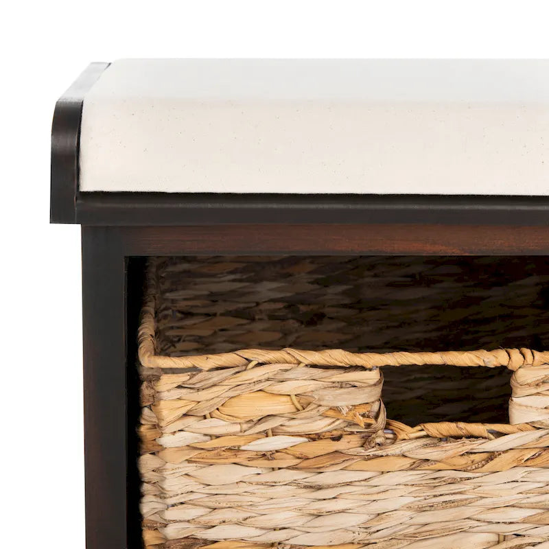 Banc coffre de rangement tissé marron - 33.5 x 16.1 x 19.9 - 34Lx16Px20H