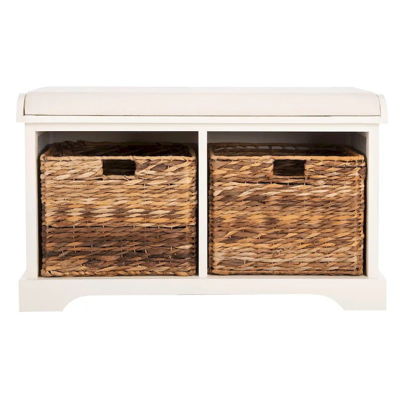 Banc coffre de rangement tissé marron - 33.5 x 16.1 x 19.9 - 34Lx16Px20H