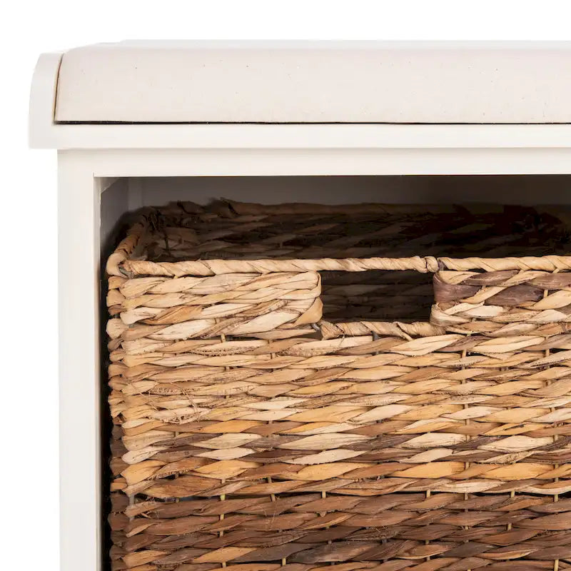 Banc coffre de rangement tissé marron - 33.5 x 16.1 x 19.9 - 34Lx16Px20H