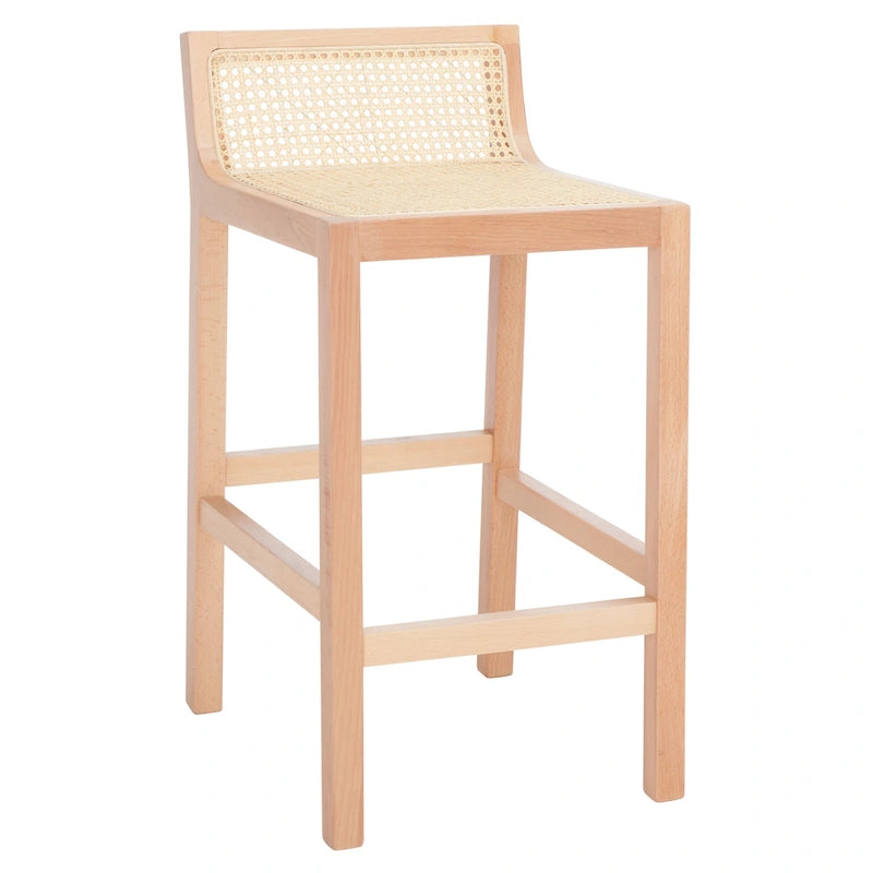 Tabouret de comptoir en rotin à dossier bas - 41 L x 48 P x 79 H cm - 41Lx48Px79H cm
