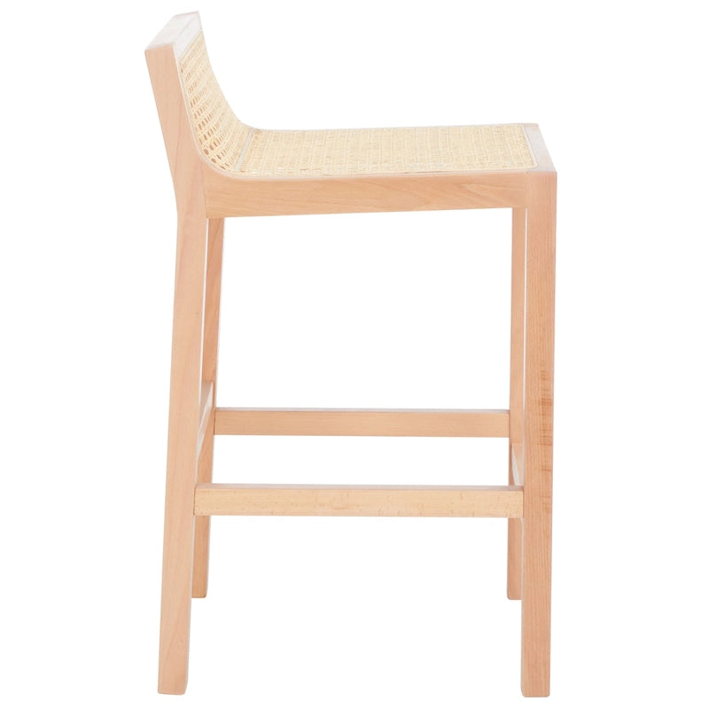 Tabouret de comptoir en rotin à dossier bas - 41 L x 48 P x 79 H cm - 41Lx48Px79H cm