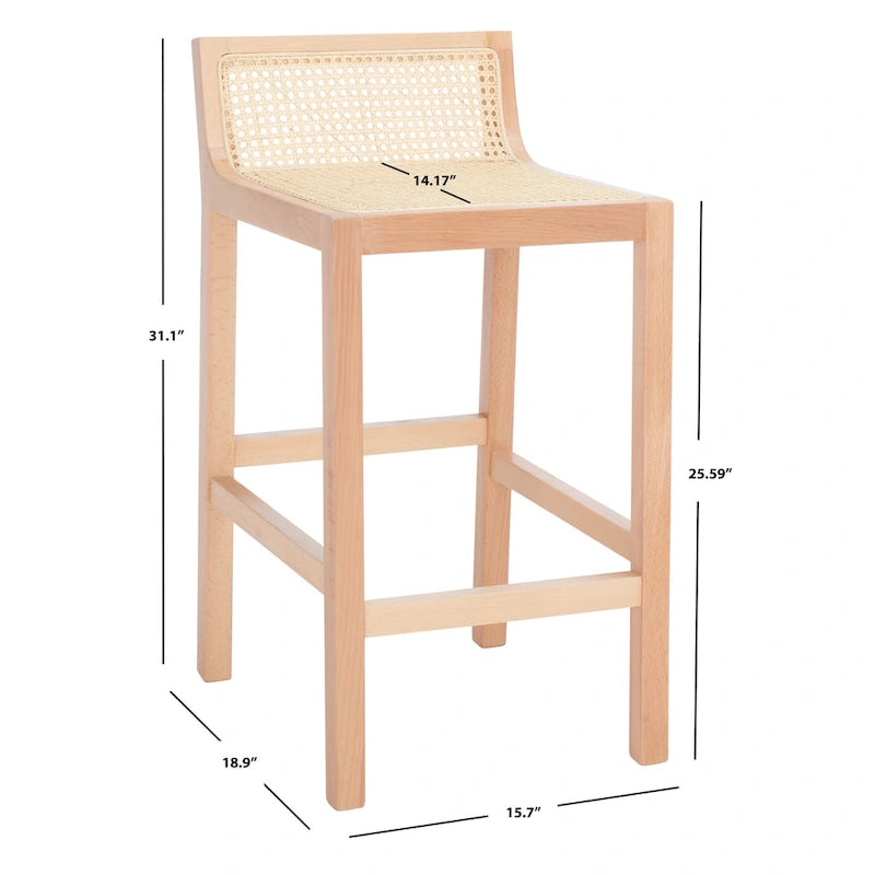 Tabouret de comptoir en rotin à dossier bas - 41 L x 48 P x 79 H cm - 41Lx48Px79H cm