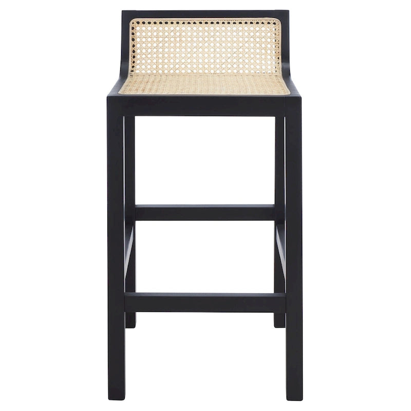 Tabouret de comptoir en rotin à dossier bas - 41 L x 48 P x 79 H cm - 41Lx48Px79H cm