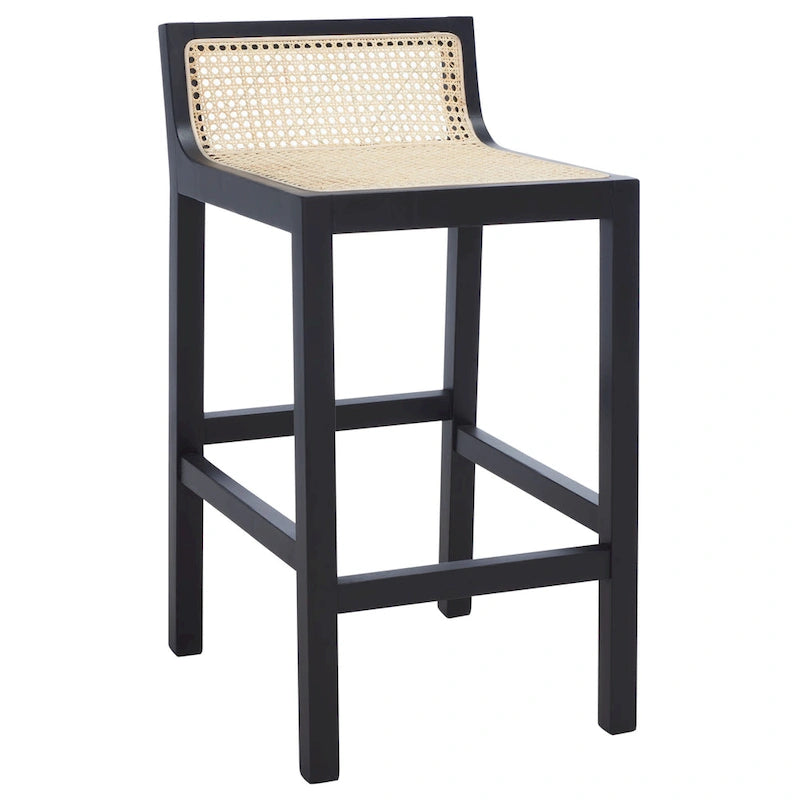 Tabouret de comptoir en rotin à dossier bas - 41 L x 48 P x 79 H cm - 41Lx48Px79H cm