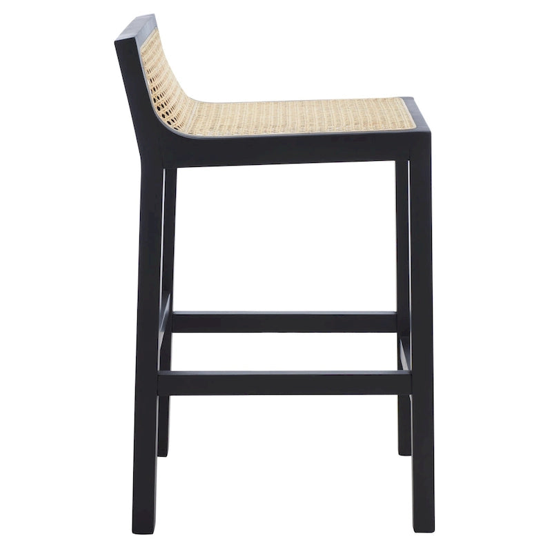Tabouret de comptoir en rotin à dossier bas - 41 L x 48 P x 79 H cm - 41Lx48Px79H cm