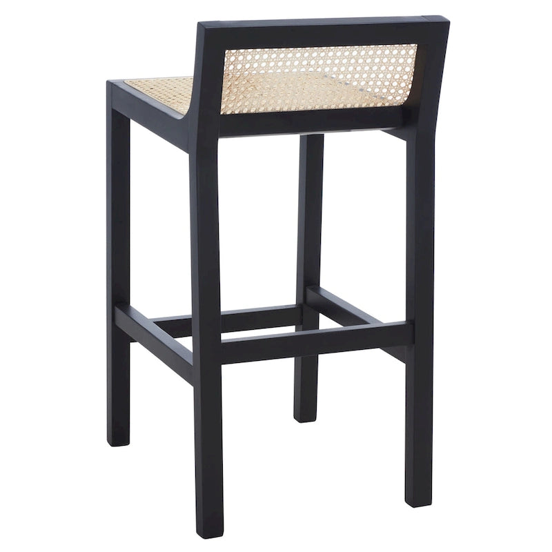 Tabouret de comptoir en rotin à dossier bas - 41 L x 48 P x 79 H cm - 41Lx48Px79H cm
