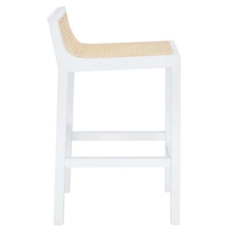 Tabouret de comptoir en rotin à dossier bas - 41 L x 48 P x 79 H cm - 41Lx48Px79H cm