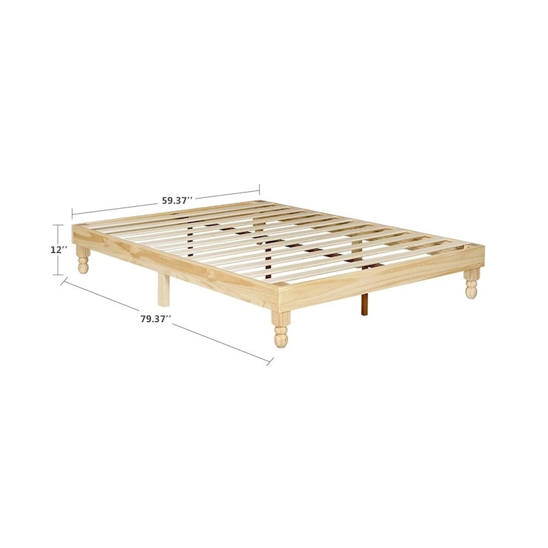 Cadre de lit en bois de 30,5 cm, style élégant, finition naturelle