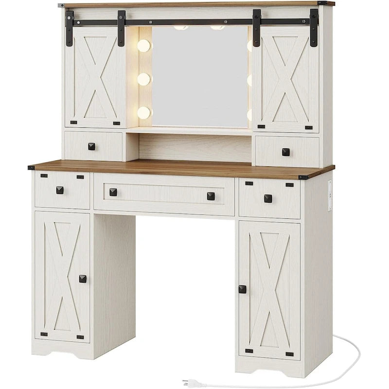 Coiffeuse avec miroir et ampoules