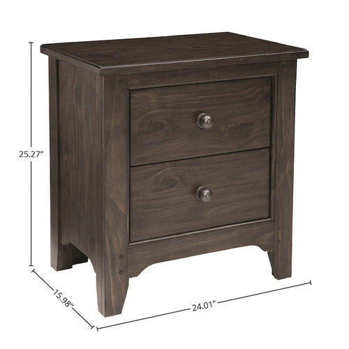 Table de chevet 2 tiroirs en bois style fermier, brun River Rock