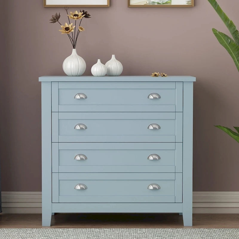 Commode moderne avec cadre en bois massif et poignée coquille rétro