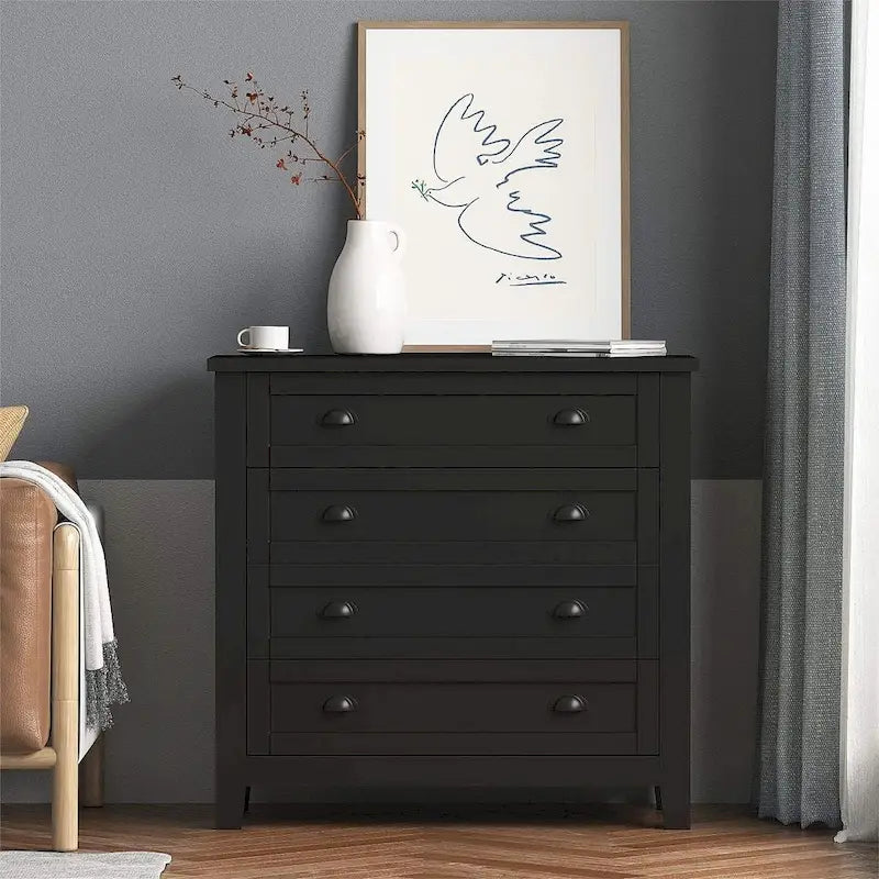 Commode moderne avec cadre en bois massif et poignée coquille rétro