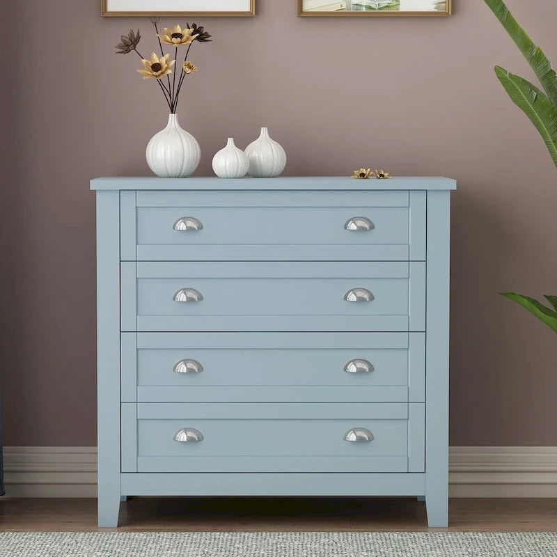 Commode moderne avec cadre en bois massif et poignée coquille rétro