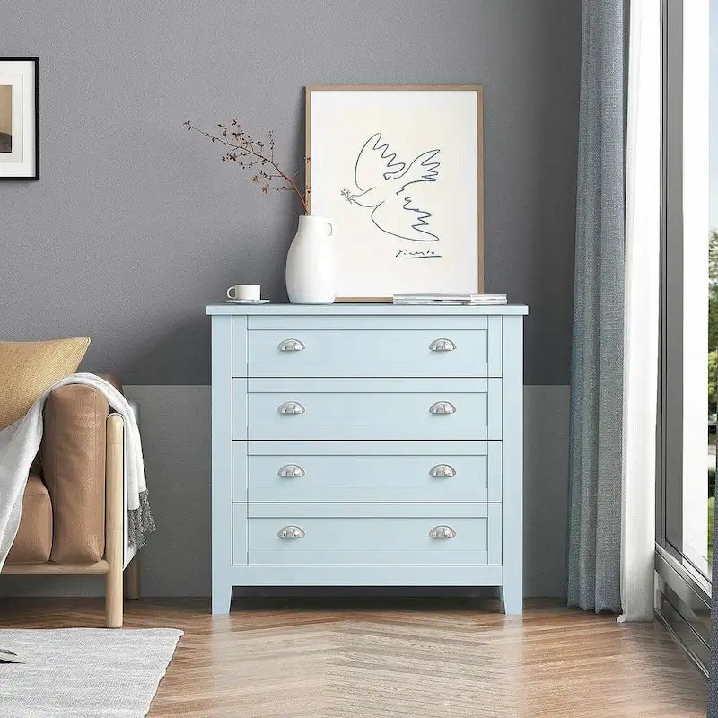 Commode moderne avec cadre en bois massif et poignée coquille rétro