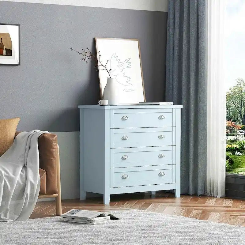 Commode moderne avec cadre en bois massif et poignée coquille rétro