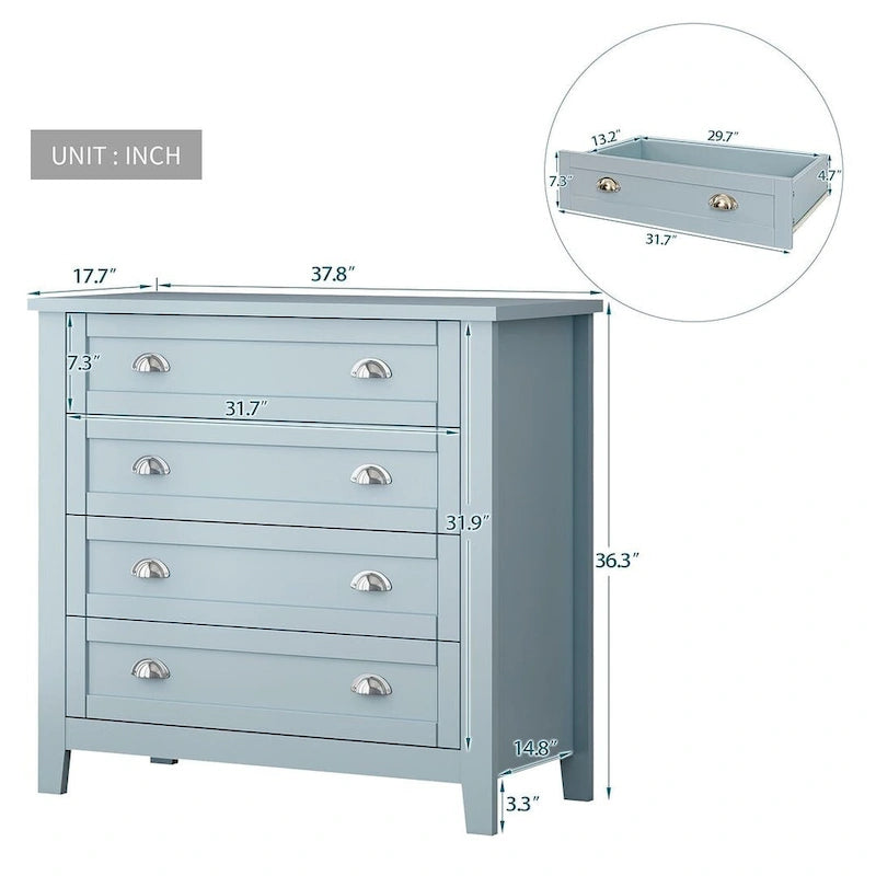 Commode moderne avec cadre en bois massif et poignée coquille rétro