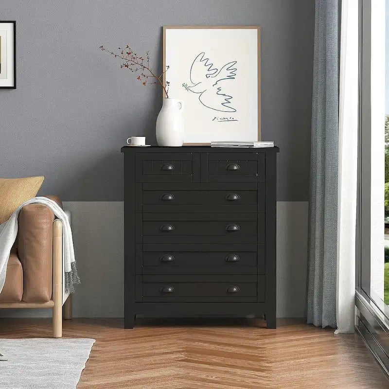Commode moderne avec cadre en bois massif et poignée coquille rétro