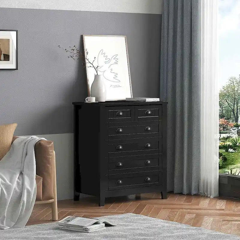 Commode moderne avec cadre en bois massif et poignée coquille rétro
