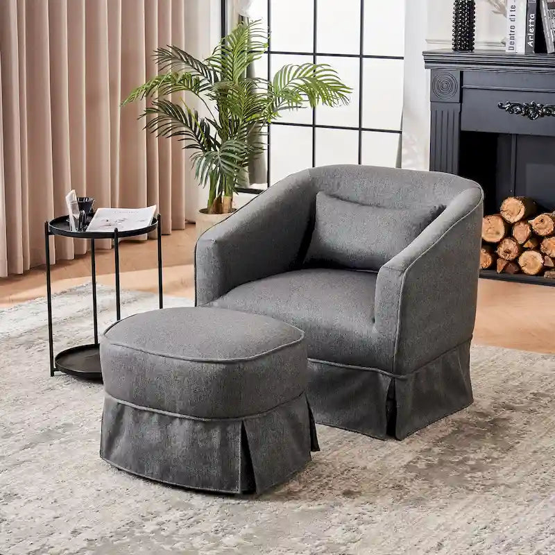 Fauteuil pivotant avec ottoman, Fauteuil d'appoint pivotant pour salon