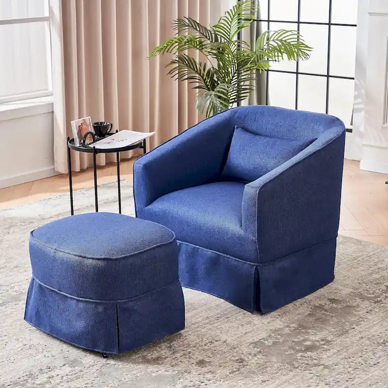 Fauteuil pivotant avec ottoman, Fauteuil d'appoint pivotant pour salon