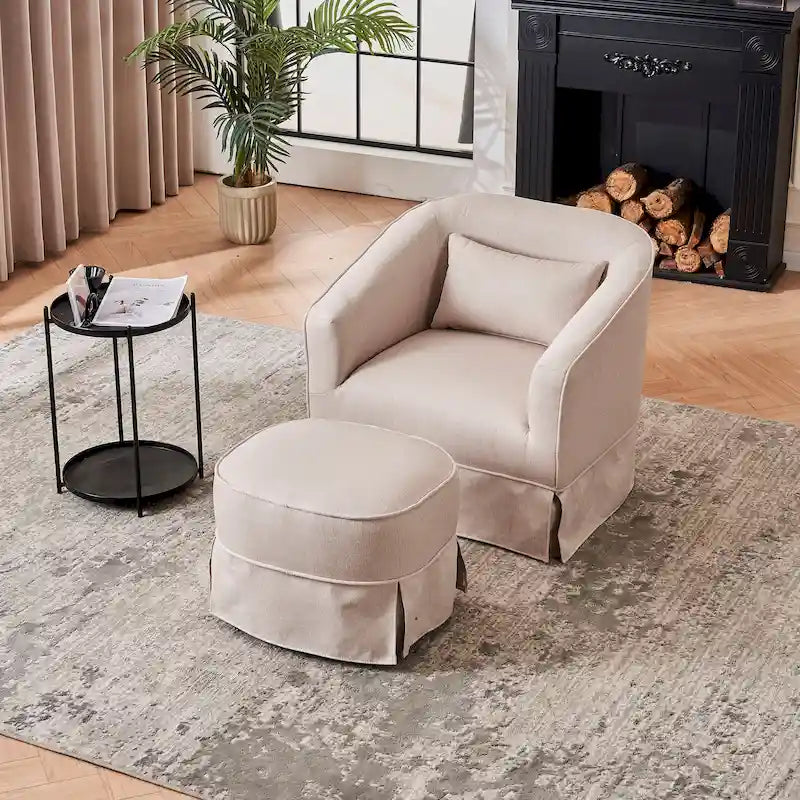 Fauteuil pivotant avec ottoman, Fauteuil d'appoint pivotant pour salon