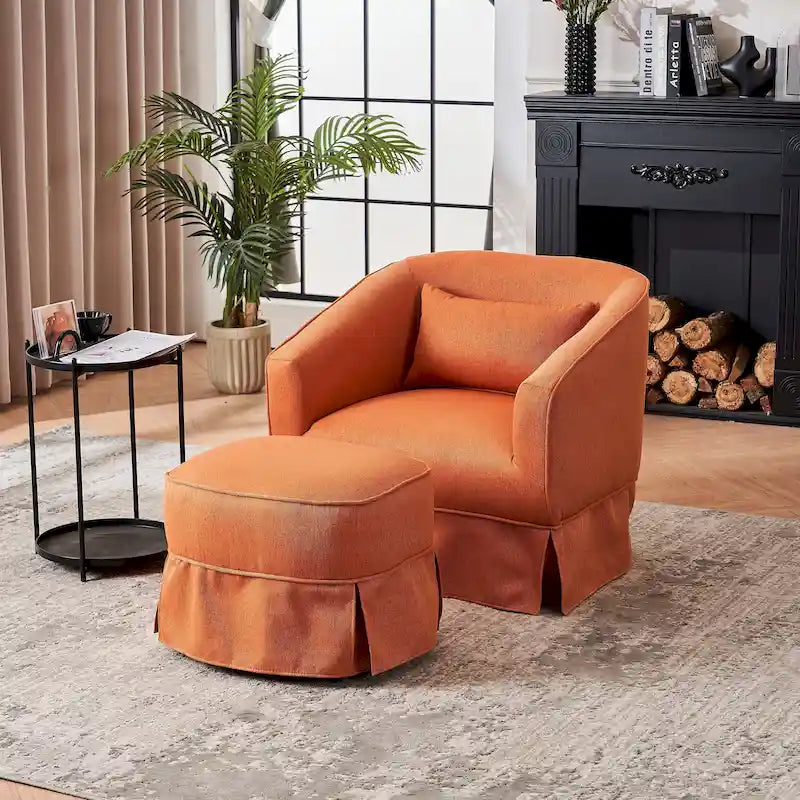 Fauteuil pivotant avec ottoman, Fauteuil d'appoint pivotant pour salon