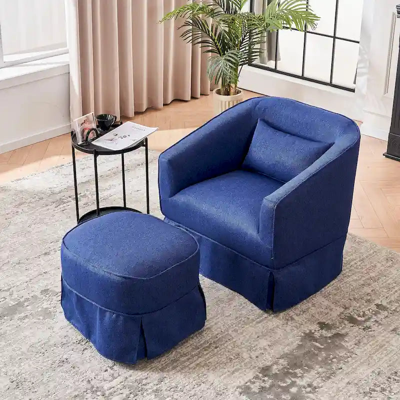 Fauteuil pivotant avec ottoman, Fauteuil d'appoint pivotant pour salon