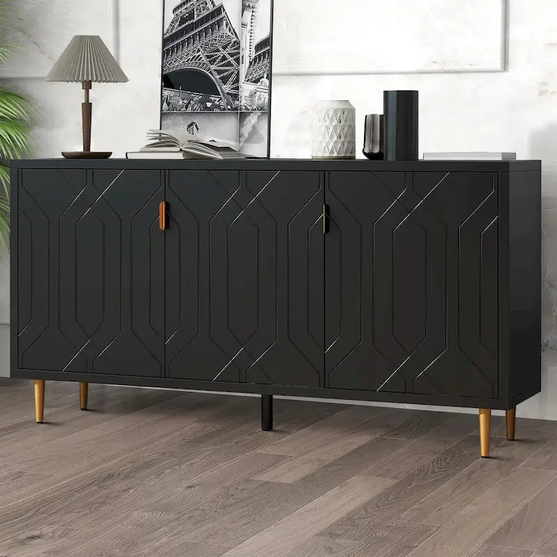 Buffet élégant en bois du milieu du siècle avec trois étagères intérieures