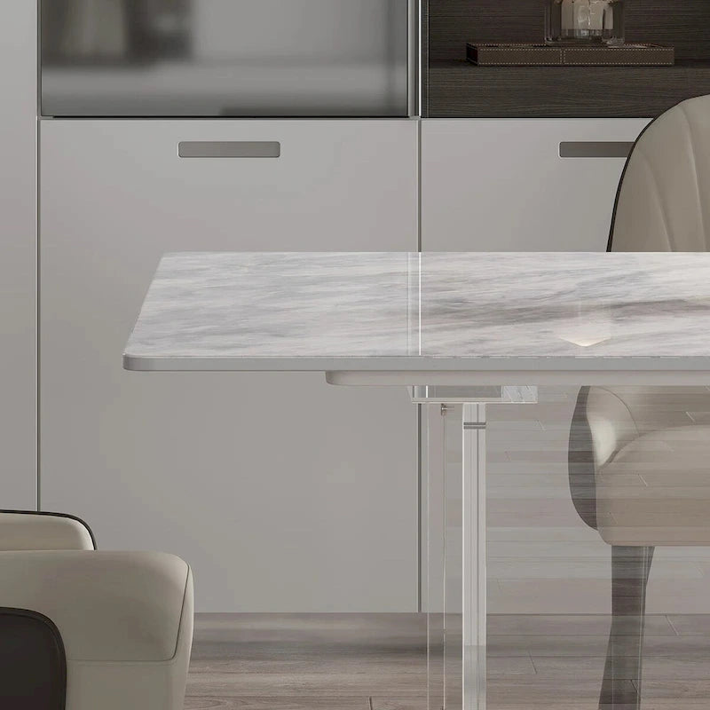 Table à manger rectangulaire moderne de luxe italienne en pierre frittée de 1,8 M avec support en acrylique - 1,8 M
