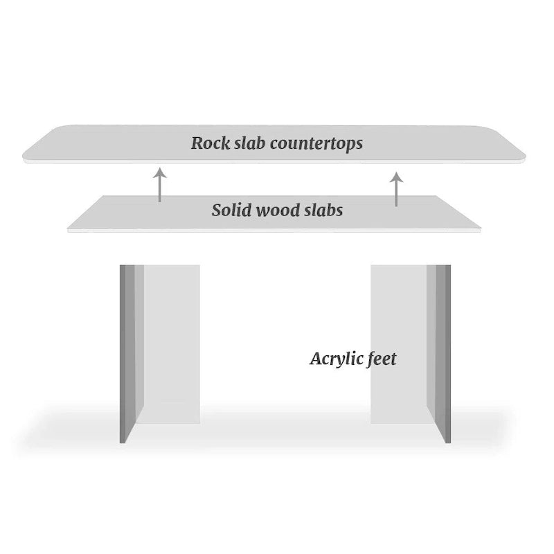 Table à manger rectangulaire moderne de luxe italienne en pierre frittée de 1,8 M avec support en acrylique - 1,8 M