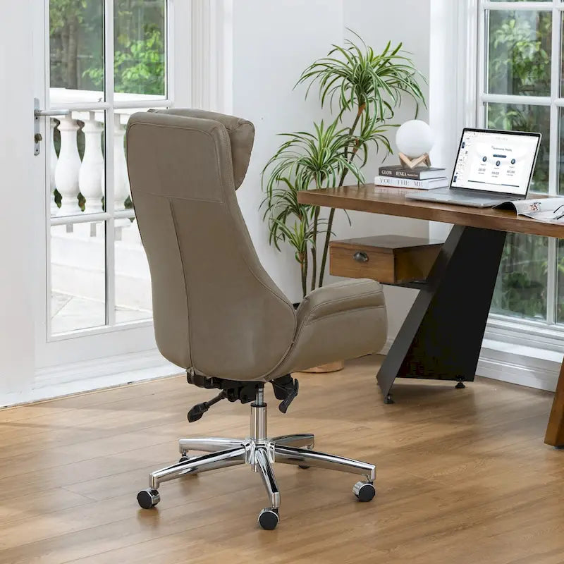 Fauteuil de bureau de direction moderne en similicuir à dossier haut et réglable avec pivotement