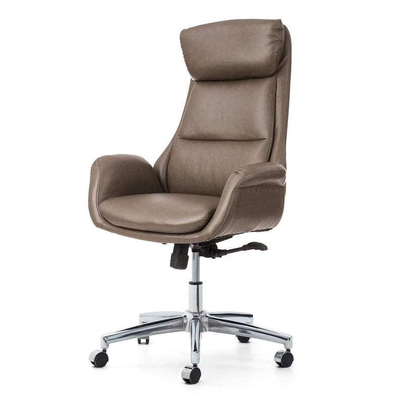 Fauteuil de bureau de direction moderne en similicuir à dossier haut et réglable avec pivotement