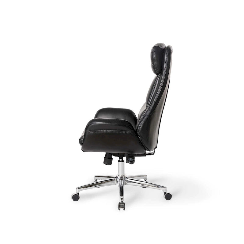 Fauteuil de bureau de direction moderne en similicuir à dossier haut et réglable avec pivotement