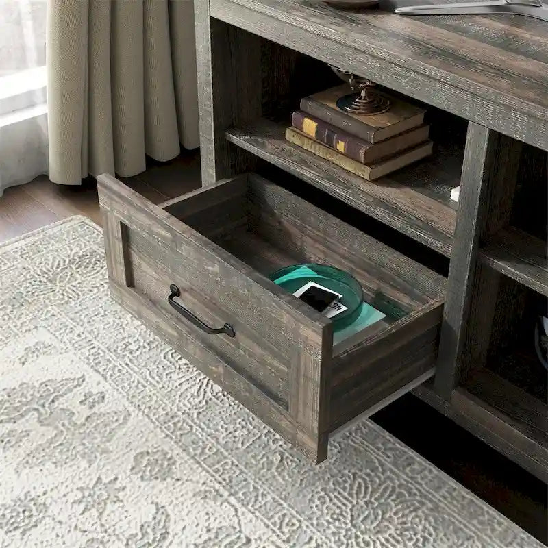 Meuble TV de 178 cm de long avec 2 tiroirs et 4 compartiments de rangement