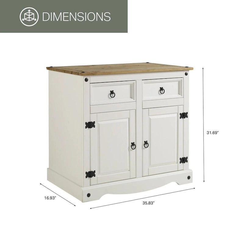 Buffet en bois et commode d'appoint Home and Office Furniture Model Series en blanc vieilli