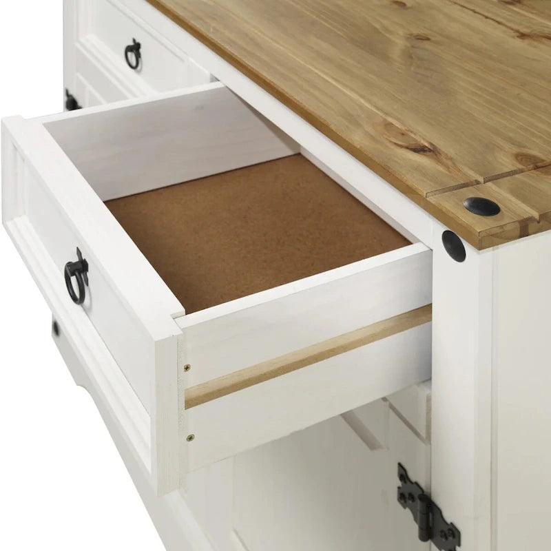 Buffet en bois et commode d'appoint Home and Office Furniture Model Series en blanc vieilli