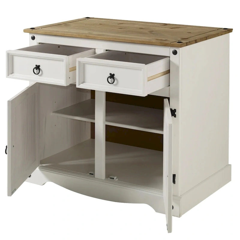 Buffet en bois et commode d'appoint Home and Office Furniture Model Series en blanc vieilli