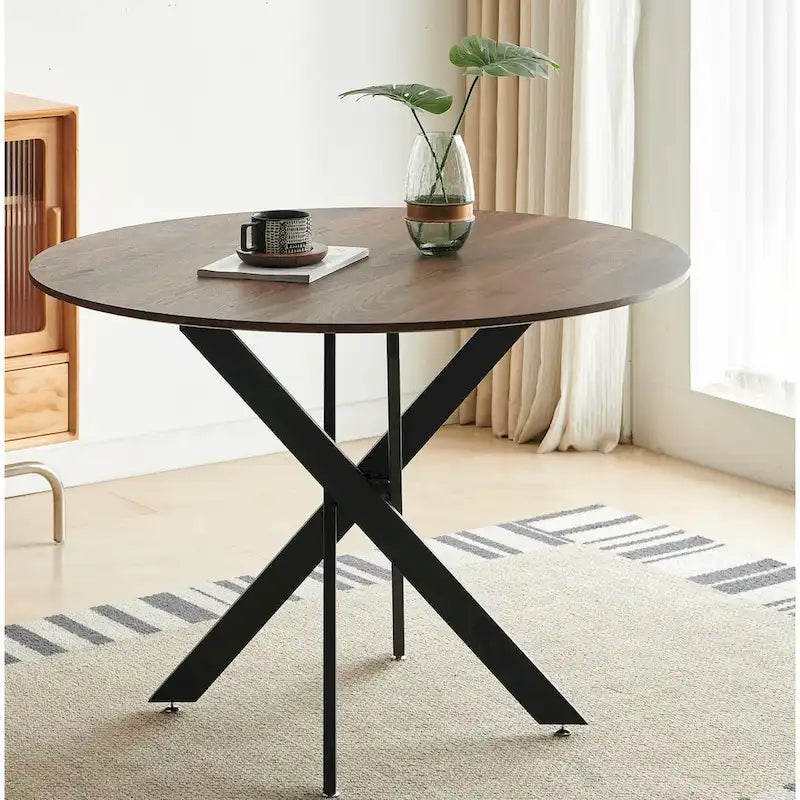 Table à manger du milieu du siècle avec plateau de table rond Table à manger à pied central