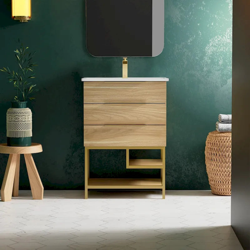 Meuble-lavabo en chêne