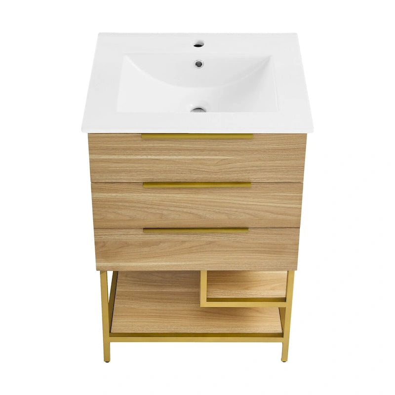Meuble-lavabo en chêne