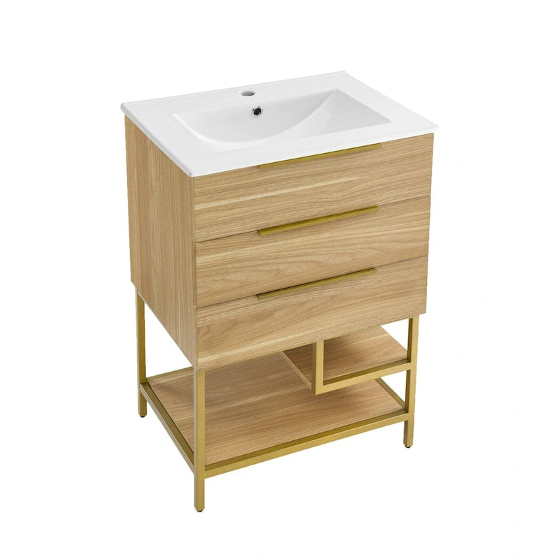 Meuble-lavabo en chêne