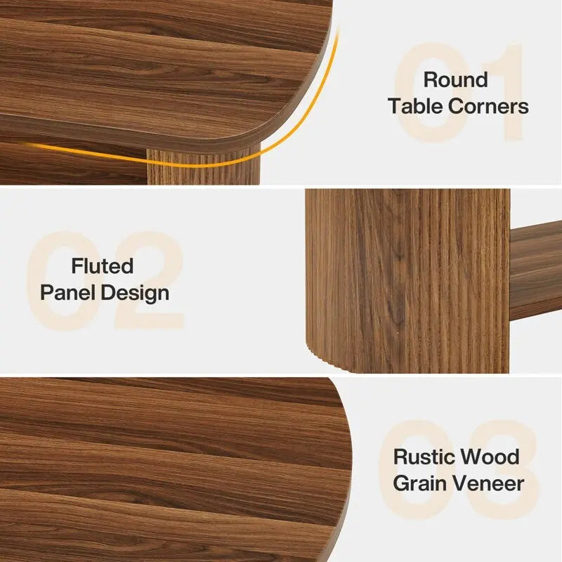 Table basse rustique en bois avec étagères de rangement