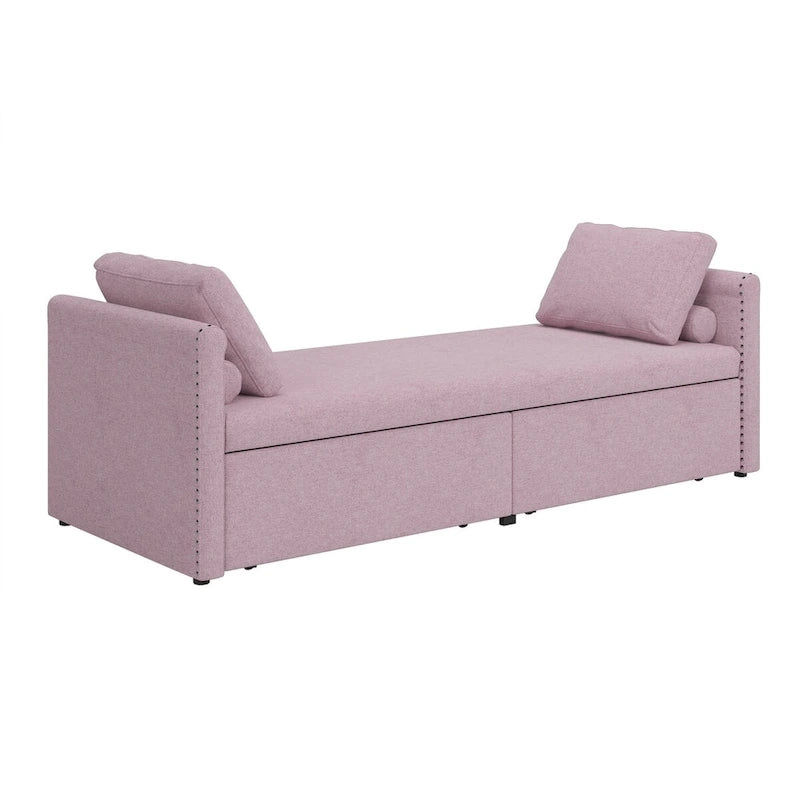 Bain de soleil moderne rembourré, lit de repos simple avec 2 tiroirs, matelas non inclus