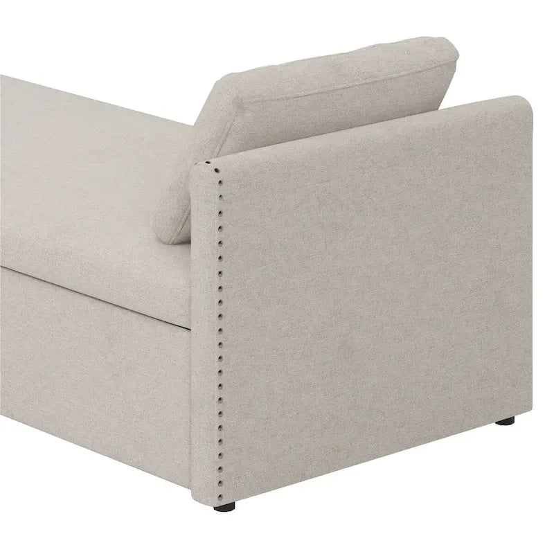 Bain de soleil moderne rembourré, lit de repos simple avec 2 tiroirs, matelas non inclus